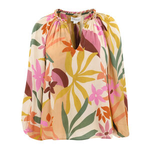 Women's Velvet by Graham & Spencer Blouse L Beige Pink Floral